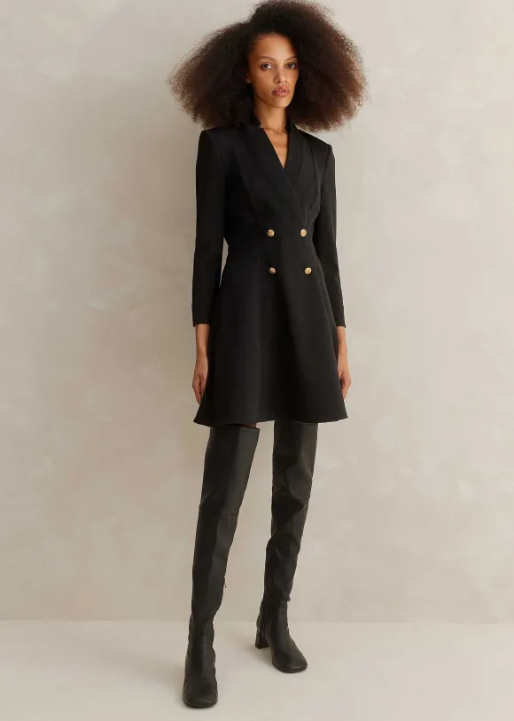 Military Button Fit And Flare Mini Dress