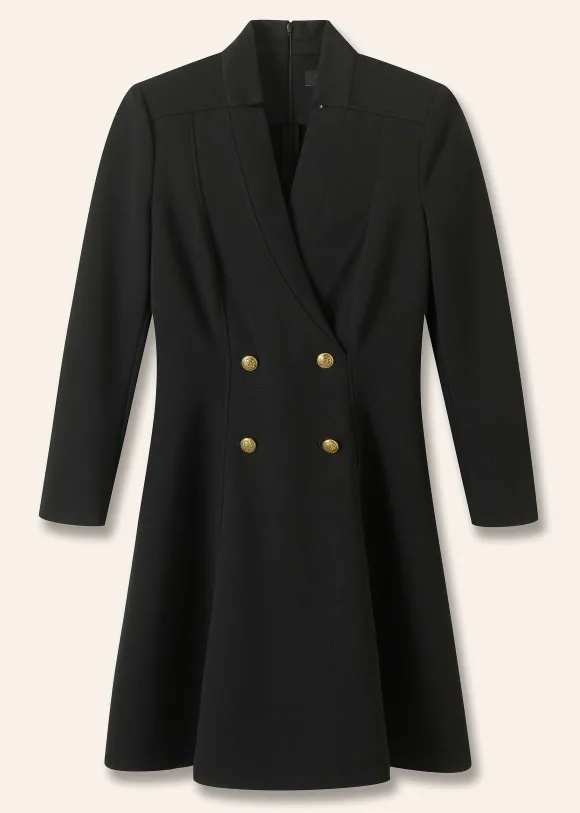 Military Button Fit And Flare Mini Dress