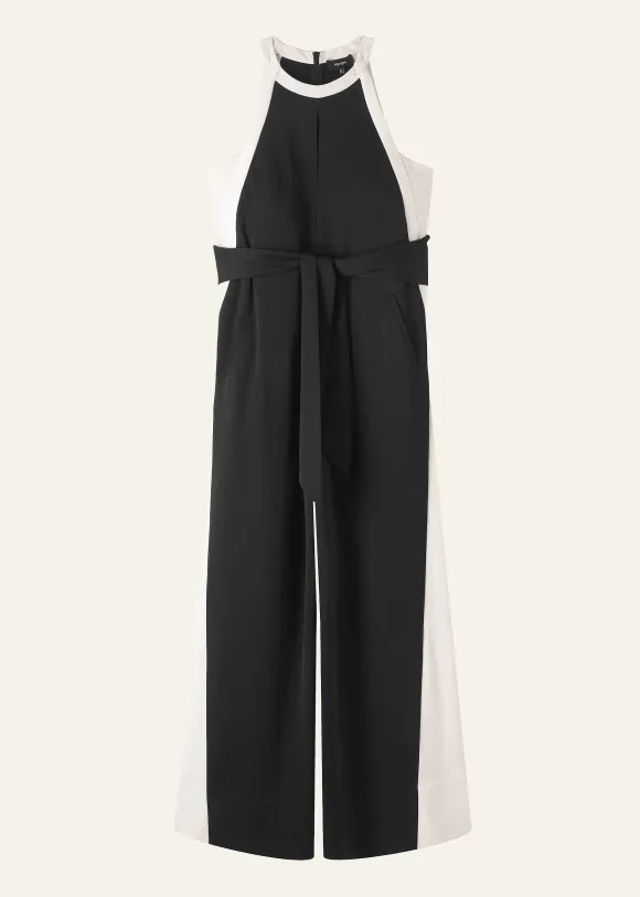 Monochrome Halterneck Jumpsuit + Belt