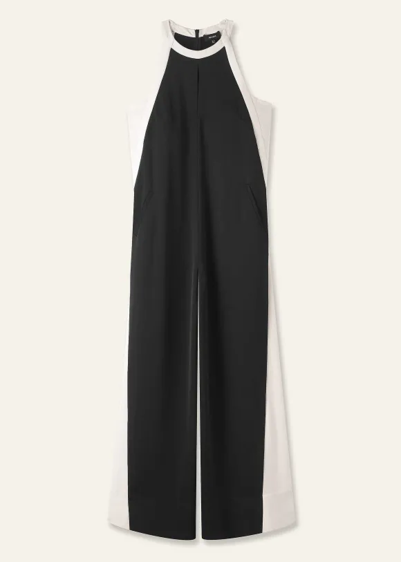 Monochrome Halterneck Jumpsuit + Belt