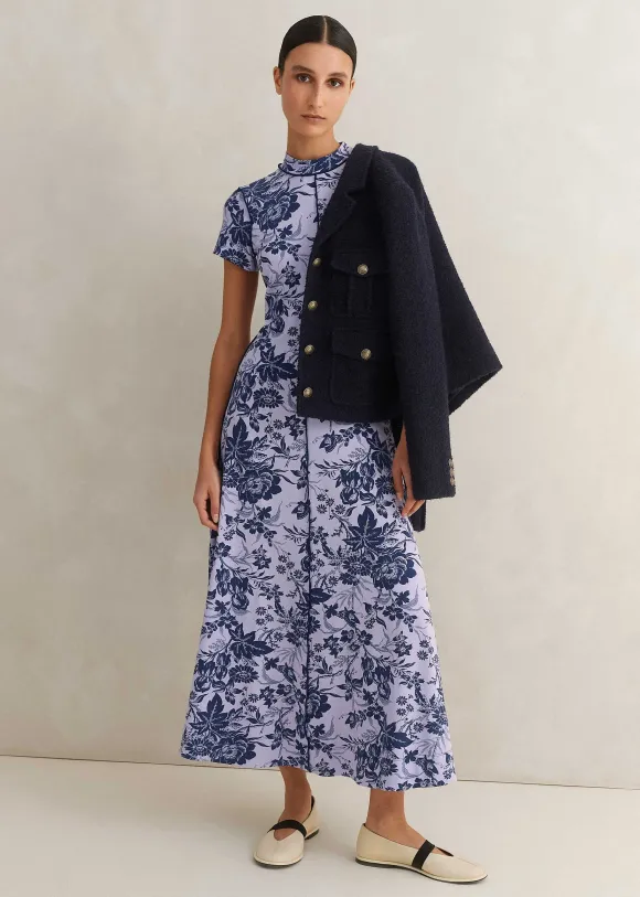 Mystic Floral Print Cap Sleeve Maxi Dress