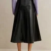 Patent Faux-Leather Midi Skirt