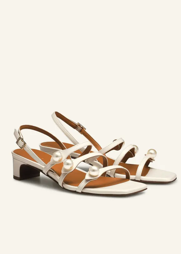Pearl Detail Nappa Kitten Sandal
