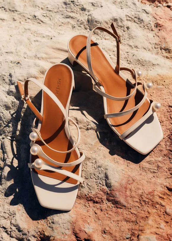 Pearl Detail Nappa Kitten Sandal