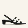Pearl Detail Suede Kitten Sandal