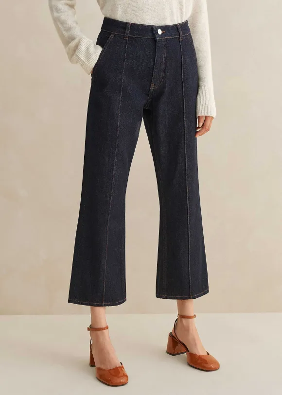 Pin Tuck Kick Flare Crop Jean