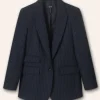 Pinstripe Bracelet Sleeve Boyfriend Blazer