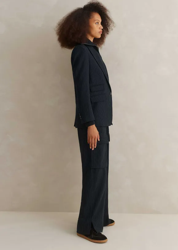 Pinstripe Cargo Trouser Suit