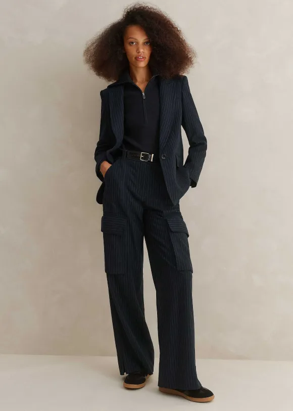 Pinstripe Relaxed Straight Cargo Trouser