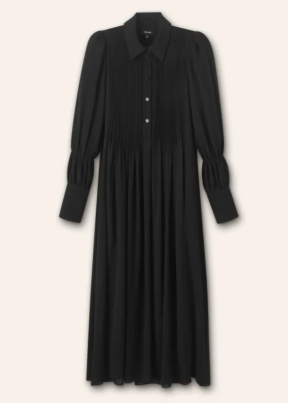Pleated Midi Shirt Dress + Belt