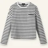Pocket Detail Boxy Long Sleeve Stripe Top