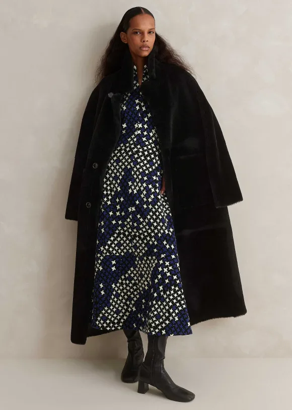 Printed Ponte Balloon Sleeve Maxi Dress