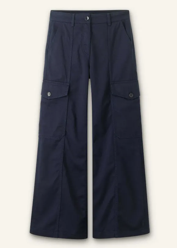 Regular Length Cotton Flared Cargo Trouser