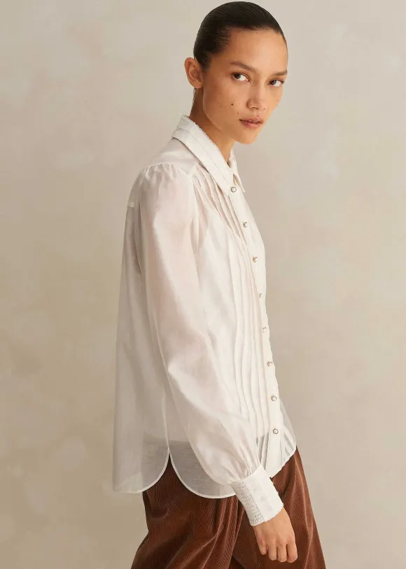 Scallop Pleat Detail Blouse + Cami