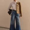 Seam Front Wide-Leg Flare Jean