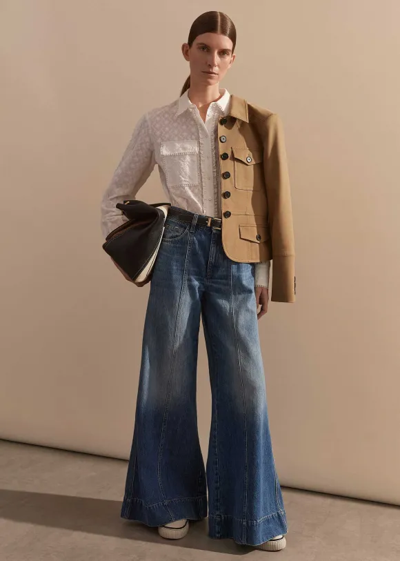 Seam Front Wide-Leg Flare Jean