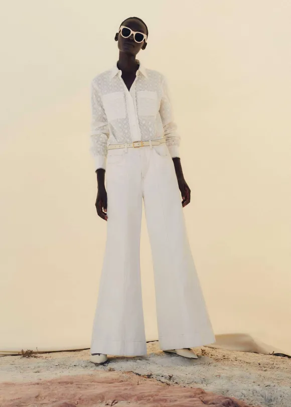 Seam Front Wide-Leg Flare Jean