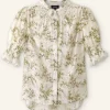 Shadow Berry Print Embroidered Collar Blouse