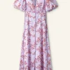 Shadow Berry Print Midi Tea Dress