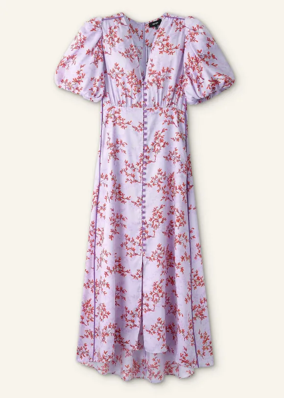 Shadow Berry Print Midi Tea Dress