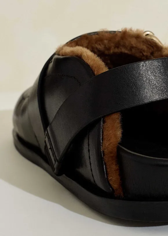 Shearling Buckle Clog