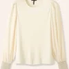 Sheer Sleeve Crew Neck Layering Top