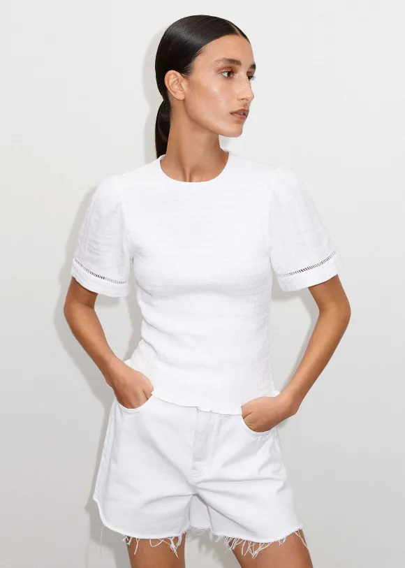Shirred Cheesecloth T-Shirt
