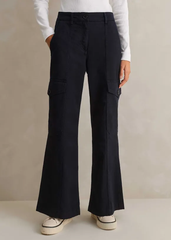Short Length Cotton Flared Cargo Trouser