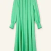 Silk Contrast Binding Maxi Shirt Dress + Belt