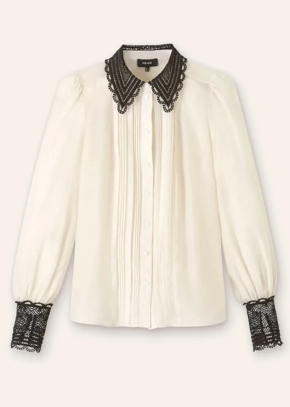 Silk Cotton Embroidered Collar Blouse