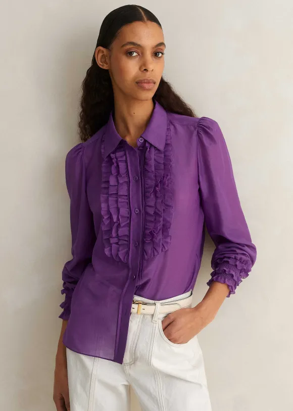 Silk Cotton Frill Detail Blouse