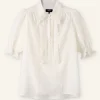 Silk Cotton Lace Trim Blouse