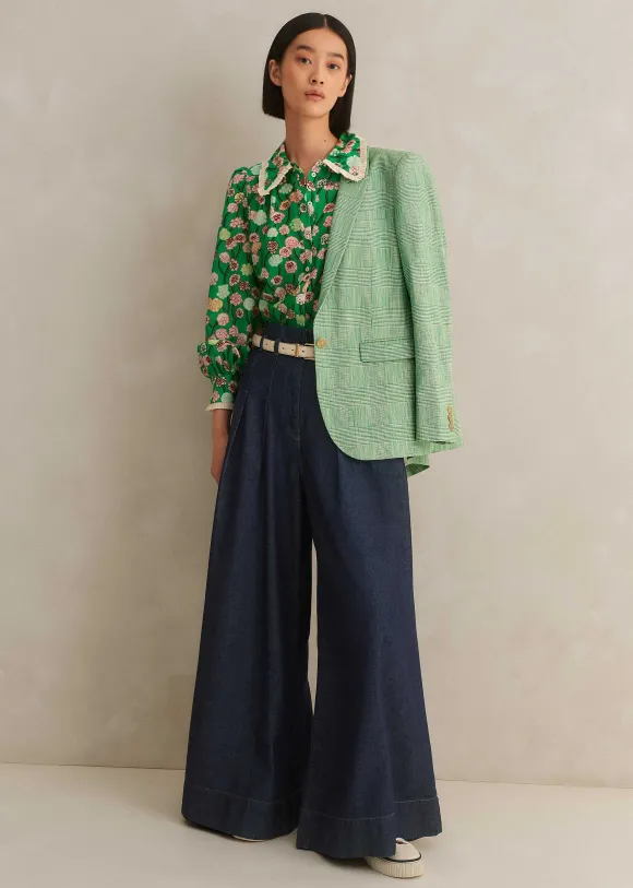 Silk Cotton Lantana Flower Print Shirt