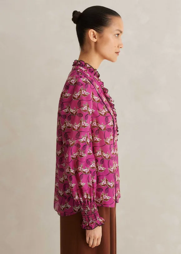 Silk Cotton Waterlily Print Blouse