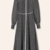 Silk Daisy Polka Dot Print Maxi Dress