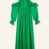 Silk Exposed Shoulder Maxi Dress + Belt