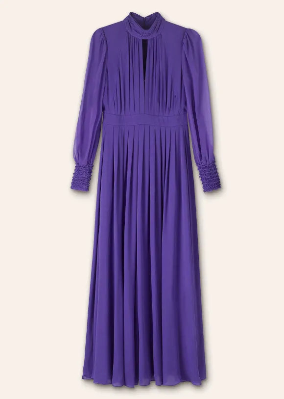 Silk Full-Length Dress With Corsage + Belt