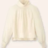 Silk High Neck Raglan Sleeve Top