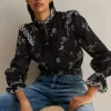 Silk Organza Cherry Blossom Print Blouse