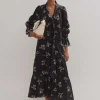 Silk Organza Cherry Blossom Print Maxi Dress