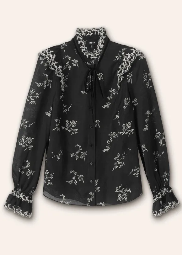 Silk Organza Cherry Blossom Print Blouse