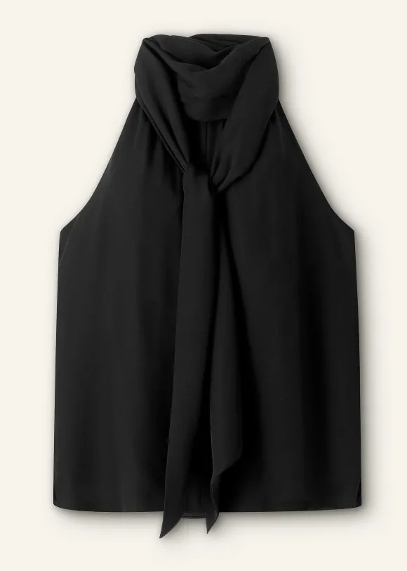 Silk Pussybow Halterneck Top