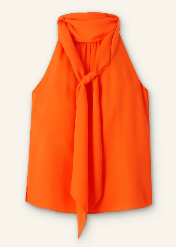 Silk Pussybow Halterneck Top
