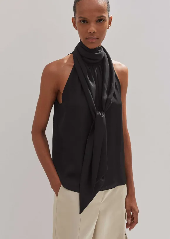Silk Pussybow Halterneck Top