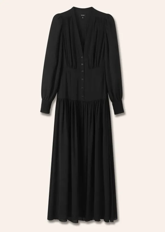 Silk Statement V-Neck Maxi Dress + Belt