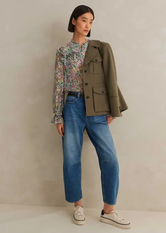 Silk-Blend Devor Confetti Print Blouse
