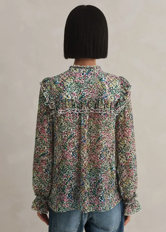 Silk-Blend Devor Confetti Print Blouse