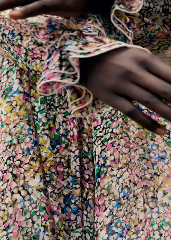 Silk-Blend Devor Confetti Print Maxi Dress