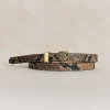 Skinny Snake-Embossed Leather Belt
