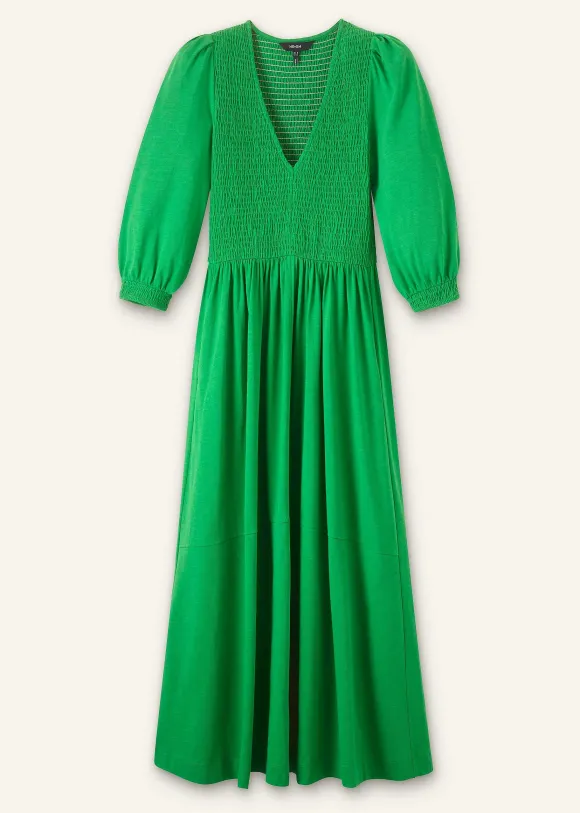 Slub Cotton V-Neck Maxi Dress